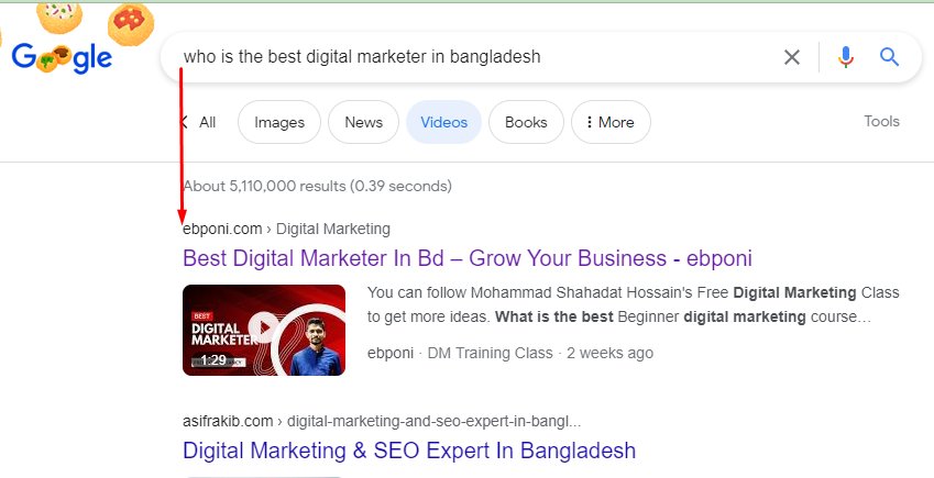 Md Shahadat Hossain Google SERP Result